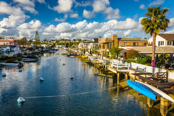 The Grand Canal, on Balboa Island, in Newport Beach, California.