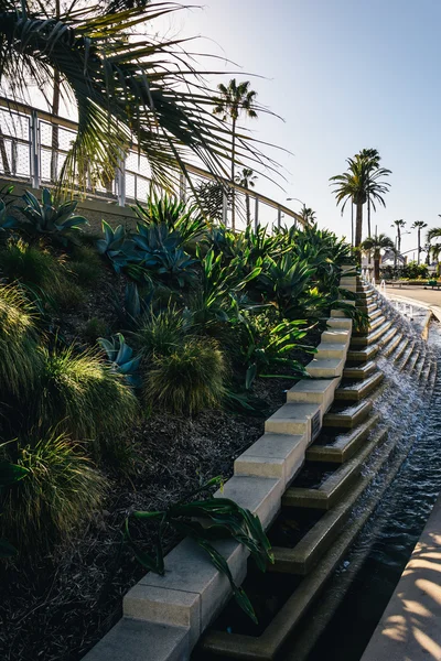 Fountains and garden at Tongva Park, in Santa Monica, California — Stock Photo, Image