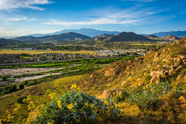 Evening view of distant mountains and valleys from Mount Rubidou