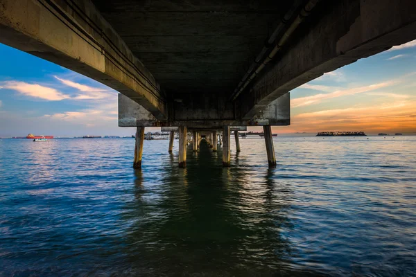 Günbatımı, Belmont iskelede Long Beach, Kaliforniya. — Stok fotoğraf