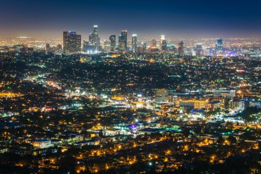 Downtown Los Angeles Skyline Griffith dan gece görünümü
