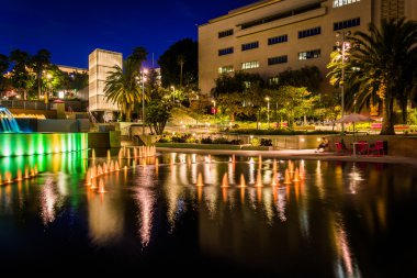 Çeşmeler ve şehir Los gece Grand Park, binalar 