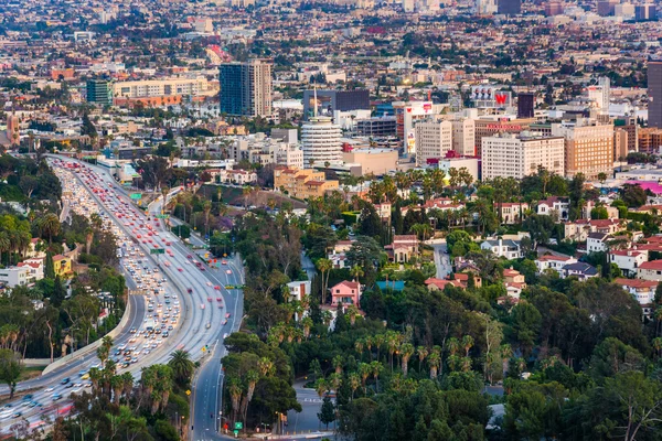 Θέα στον αυτοκινητόδρομο 101 και Hollywood από το Hollywood Bowl Ov — Φωτογραφία Αρχείου