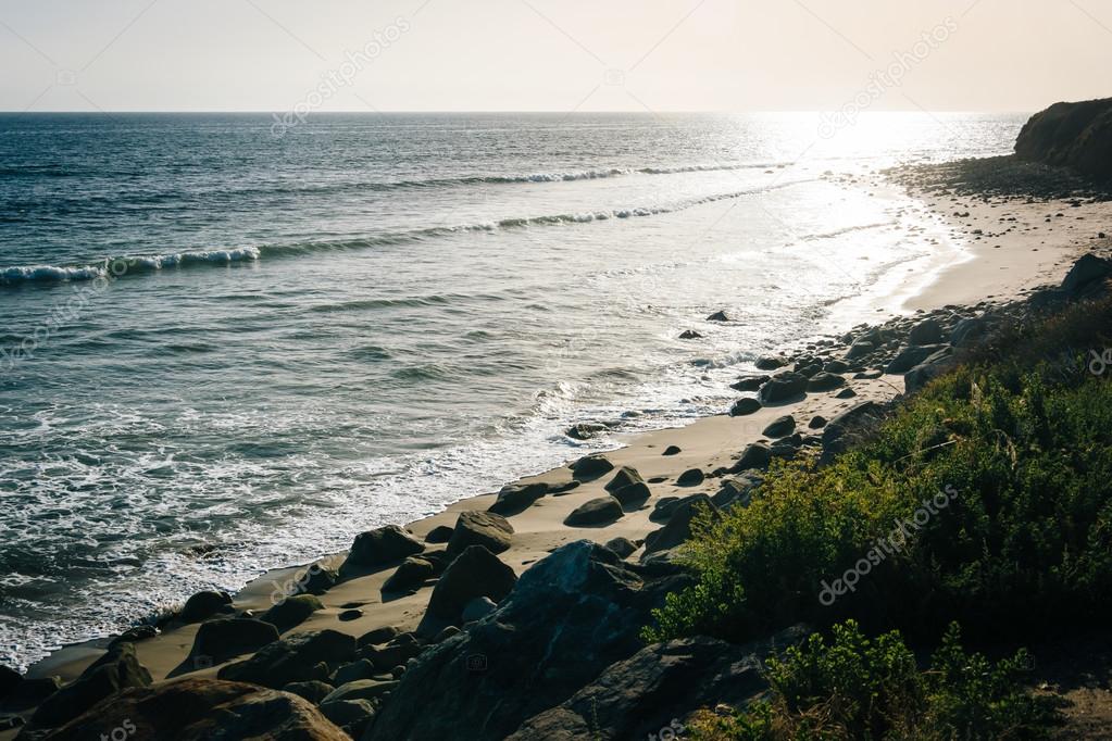 A rocky beach in Malibu, California.