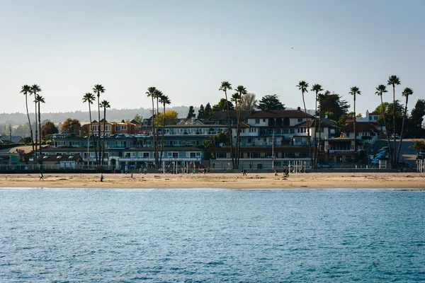 Вид на пляж с пристани в Санта-Крус, Калифорния . — стоковое фото
