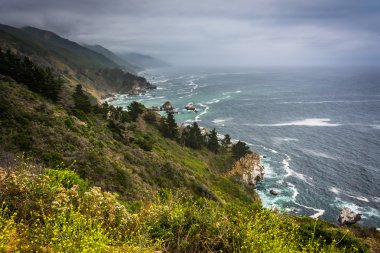 Big Sur, Kaliforniya'daki Pasifik kıyılarının görünümü.