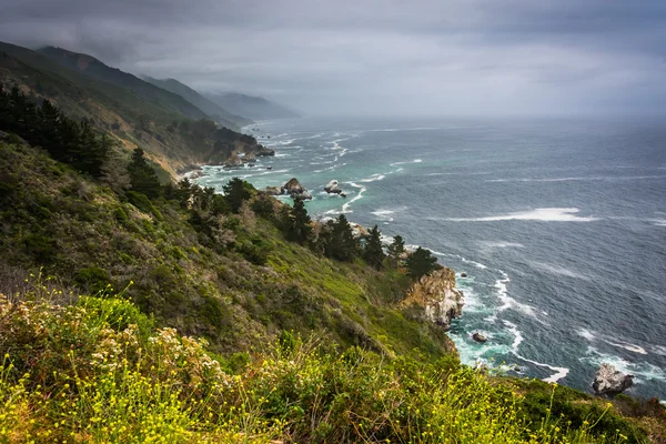 Kilátás nyílik a Csendes-óceán partján a kaliforniai Big Sur. — Stock Fotó