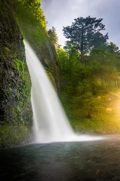 Horsetail Falls ao pôr-do-sol, no Columbia River Gorge, Oregon . — Fotografia de Stock