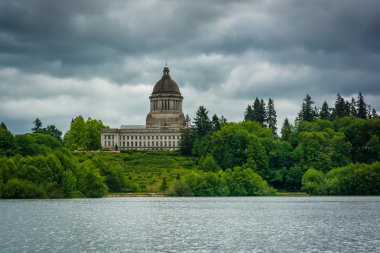 The Washington State Capitol and Capitol Lake, in Olympia, Washi clipart