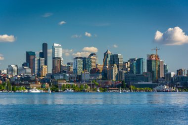 Göl Birliği ve Seattle, Washington manzarası görünümünü.