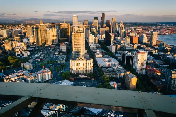 Akşam görünümünü downtown Seattle manzarası, Seattle, j — Stok fotoğraf