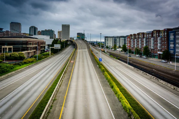 Вид на I-705 в центре города Такома, Вашингтон . — стоковое фото