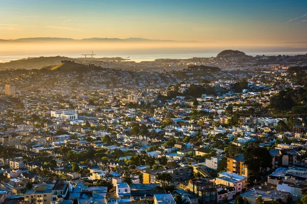 Morning view from Twin Peaks, in San Francisco, California. — Stock Photo, Image