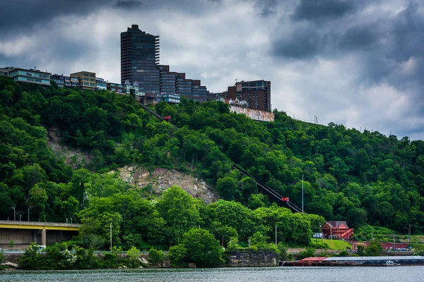 View of Duquesne Incline and Mount Washington from Point State P — Stock Photo, Image