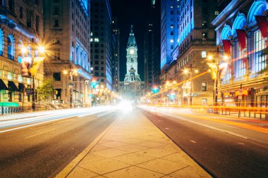 Broad Street and City Hall at night, in Center City, Philadelphi clipart