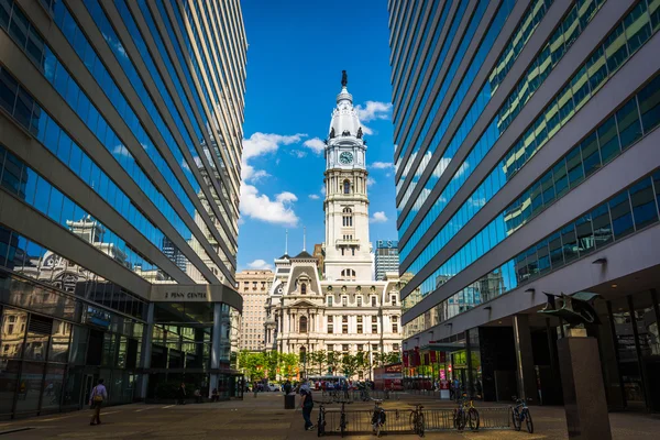 Penn Center and City Hall, in Center City, Philadelphia, Pennsyl — Stock Photo, Image