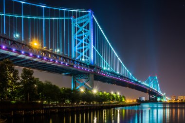 The Benjamin Franklin Bridge at night, in Philadelphia, Pennsylv clipart