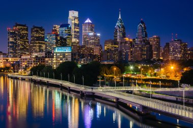 The Philadelphia skyline and Schuylkill River at night, seen fro clipart