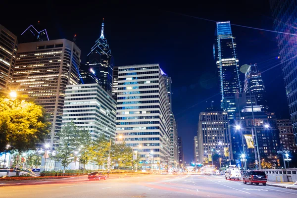Modern buildings at night, in Center City, Philadelphia, Pennsyl