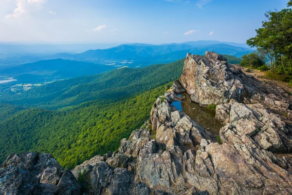 Blue Ridge dağlarının küçük taşlı adam kayalıklardan gelen görünümünü — Stok fotoğraf