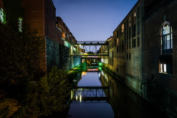 ジョージタウン、ワシントンの夜では、チェサピーク ・ オハイオ運河, — ストック写真