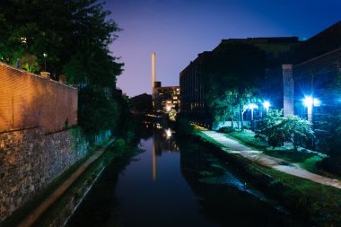 The Chesapeake & Ohio Canal at night, in Georgetown, Washington, clipart