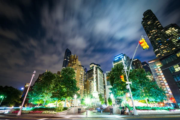 Columbus Circle at night, in Manhattan, New York. — Stock Photo, Image