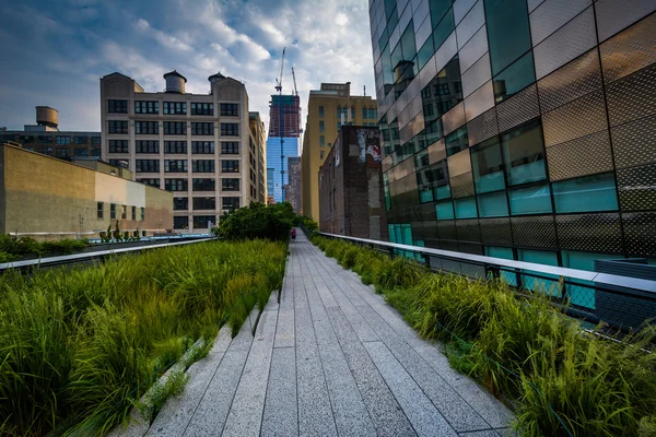 Buildings and walkway on The High Line, in Chelsea, Manhattan, N — Stock Photo, Image