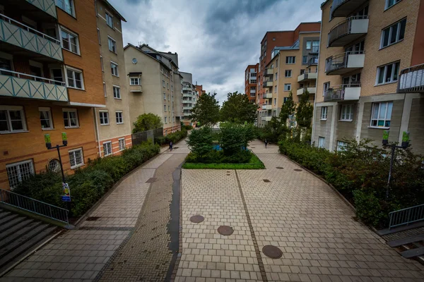 Vista de Sodermalmsallen, em Sodermalm, Estocolmo, Suécia . — Fotografia de Stock