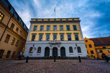 Binalar üzerinde Slottsbacken, Glama Stan, Stockholm, İsveç.
