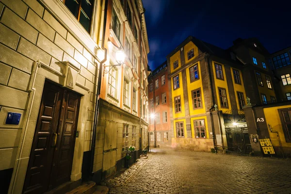 Tyska Brunnsplan por la noche, en Galma Stan, Estocolmo, Suecia . —  Fotos de Stock