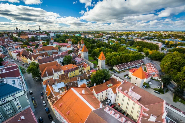 Vista del casco antiguo desde la Torre de la Iglesia de San Olaf, en Tallin , — Foto de Stock