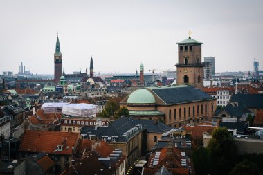 Kopenhag, Danimarka yuvarlak kuleden görünüm.