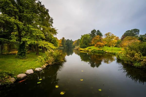 Colore di inizio autunno e un lago a Botanisk Have, a Copenaghen, D — Foto Stock