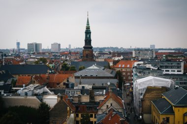 Kopenhag, Danimarka yuvarlak kuleden görünüm.