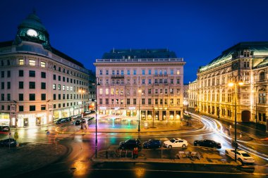 Albertinaplatz görünümünü gece, iç Stadt, Viyana, Aus