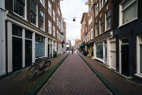 A narrow alley in Amsterdam, Netherlands.
