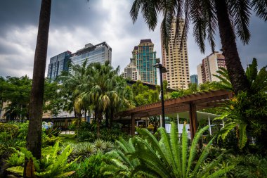 Bahçe ve gökdelenler Greenbelt Park, Ayala, Makati, Metr