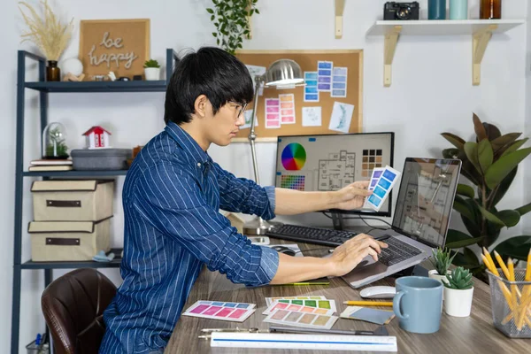 Asian Designer Creative Zawód Design Studio Artist Working Graphic Computer — Zdjęcie stockowe