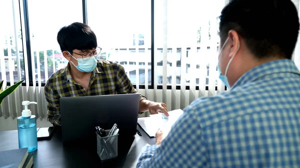 Trabajadores Coronavirus Office Con Máscara Para Pandemia Virus Corona Mundo — Foto de Stock