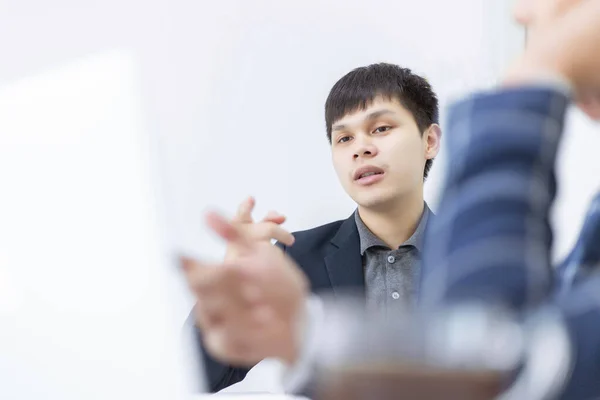 Business Partners Concept Two Young Male Producers Discussing Changing Ideas — Stock Photo, Image