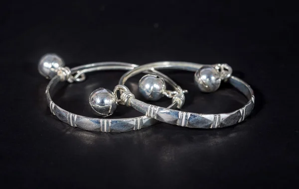 Baby silver anklet — Stock Photo, Image