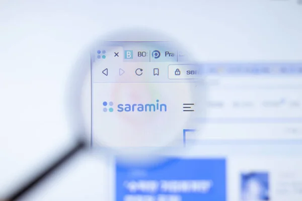 New York Usa September 2020 Saramin Saraminföretagets Hemsida Med Logotyp — Stockfoto