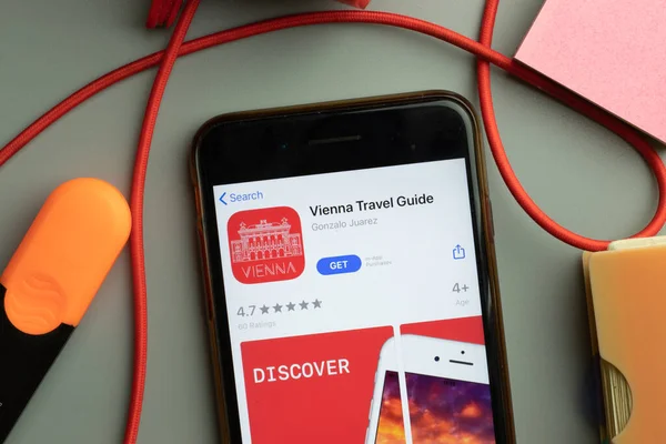 New York United States Листопада 2020 Wien Travel Guide App — стокове фото