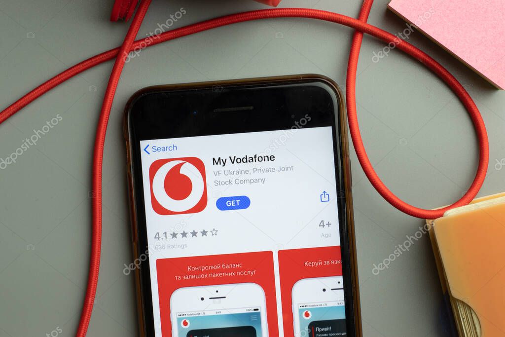 New York, United States - 7 November 2020: My Vodafone app store logo on phone screen, Illustrative Editorial.