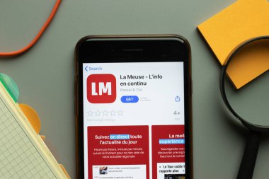 New York, ABD - 26 Ekim 2020: La Meuse mobil uygulama logosu telefon ekranında kapatın, Illustrative Editorial.
