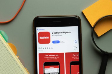 New York, ABD - 26 Ekim 2020: Dagbladet Nyheter mobil uygulama logosu telefon ekranında, İllüstrasyon Editörü.