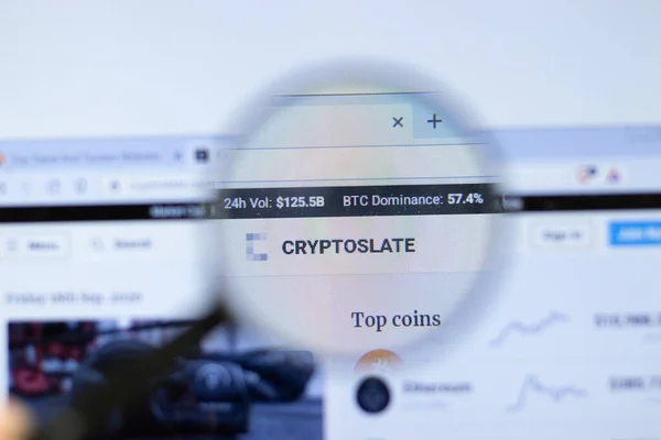 New York Usa Oktober 2020 Cryptoslate Företagets Webbplats Med Logotyp — Stockfoto