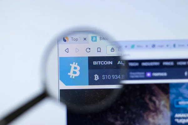 New York Usa Oktober 2020 Bitcoin Företagets Webbplats Med Logotyp — Stockfoto