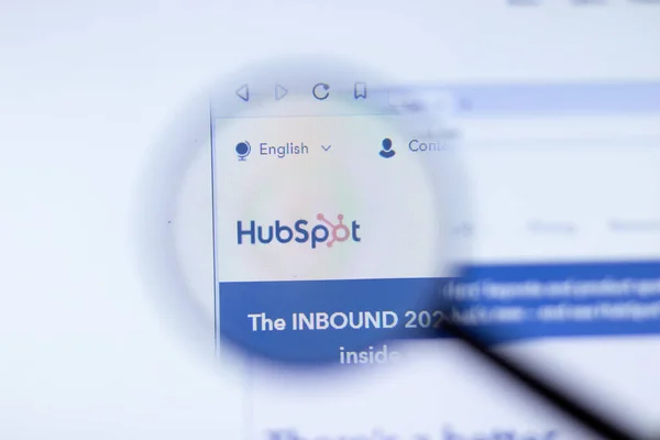 New York, ABD - 29 Eylül 2020: HubSpot şirket web sitesi logosu, Illustrative Editorial.